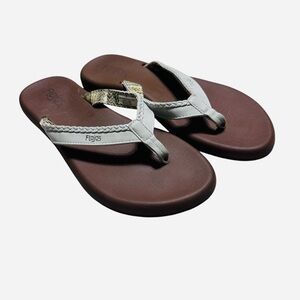 Flojos New Women’s Flip Flop Sandals Off White/Brown Cushioned Sz.9 Resortwear